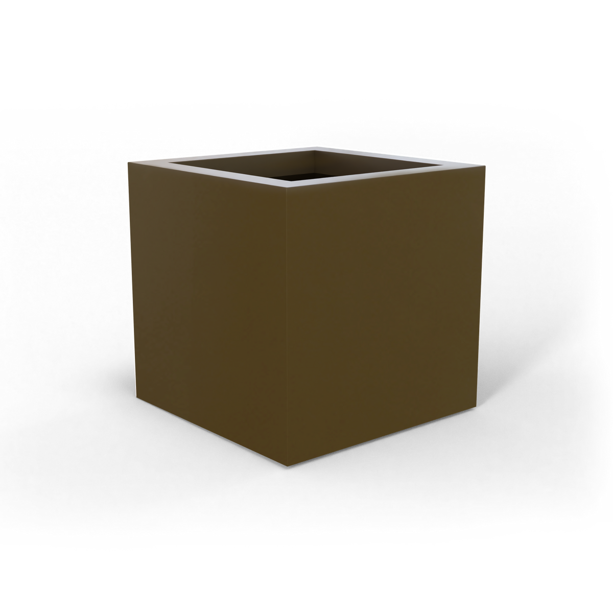 Montroy cube fiberglass planter in Matte Bronze, studio render
