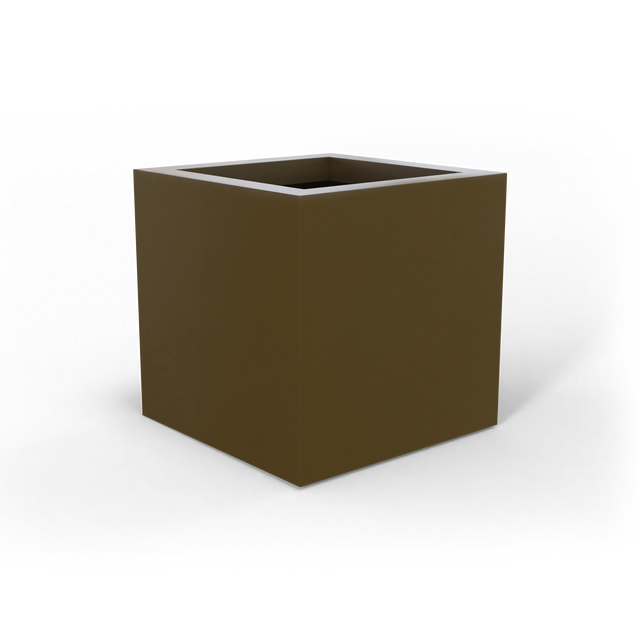 Montroy cube fiberglass planter in Matte Bronze, studio render