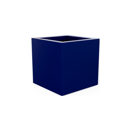 Montroy cube fiberglass planter in Matte Cobalt Blue