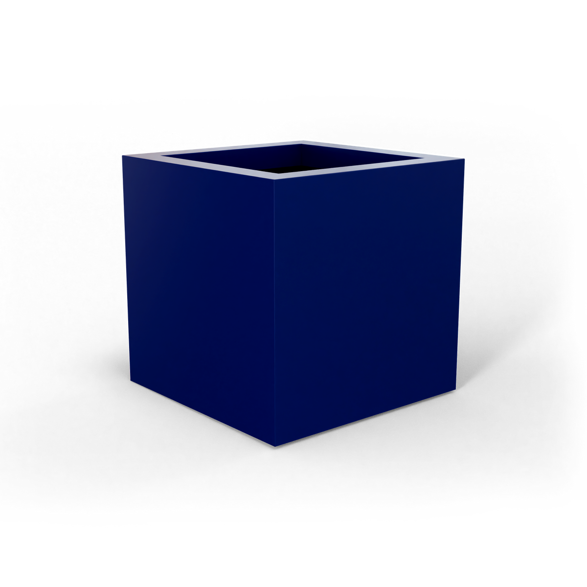 Montroy cube fiberglass planter in Matte Cobalt Blue, studio render
