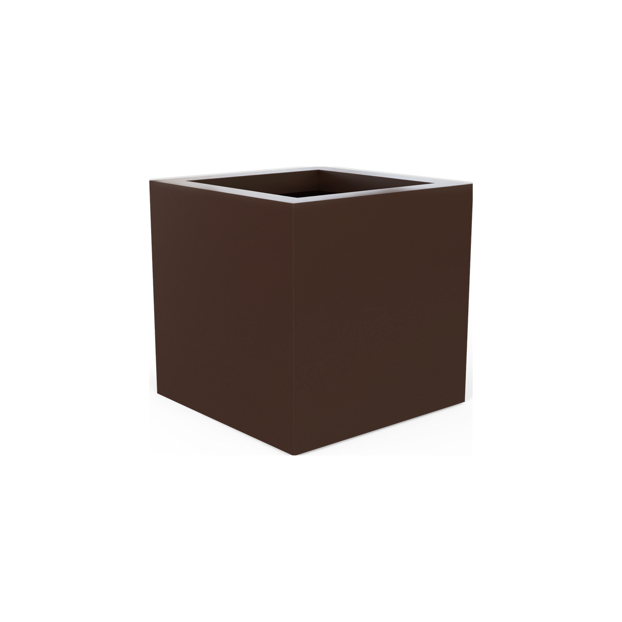 Montroy cube fiberglass planter in Matte Dark Brown