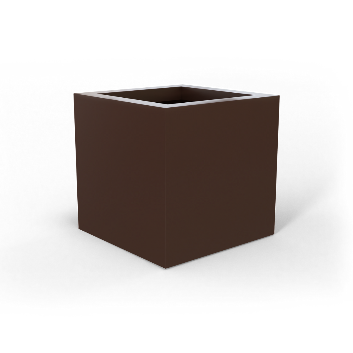 Montroy cube fiberglass planter in Matte Dark Brown, studio render