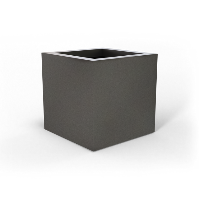 Montroy cube fiberglass planter in Matte Gunmetal, studio render