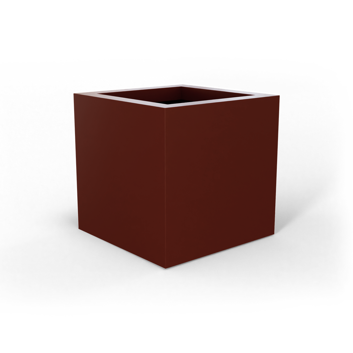 Montroy cube fiberglass planter in Matte Terra Cotta, studio render
