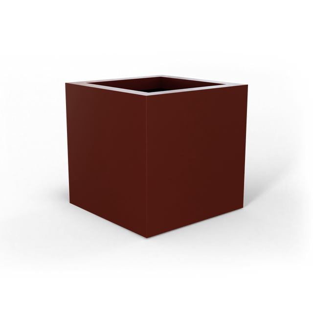 Montroy cube fiberglass planter in Matte Terra Cotta, studio render