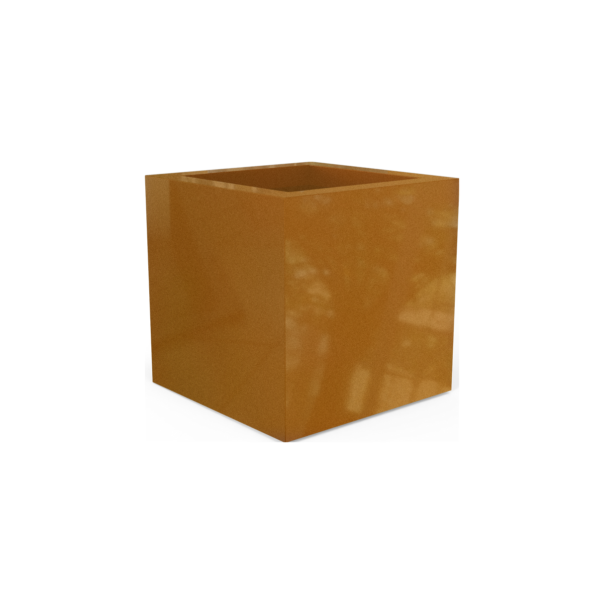 Montroy cube fiberglass planter in Metallic Bronze