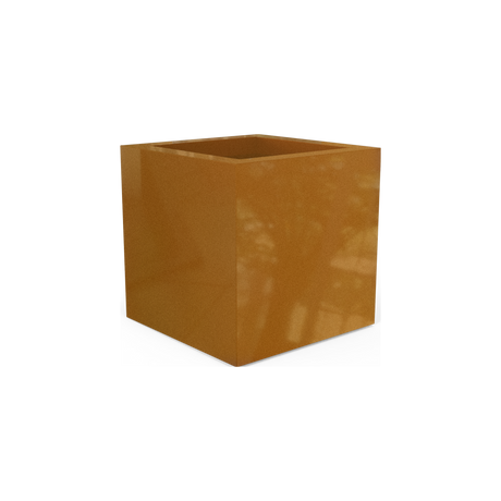 Montroy cube fiberglass planter in Metallic Bronze