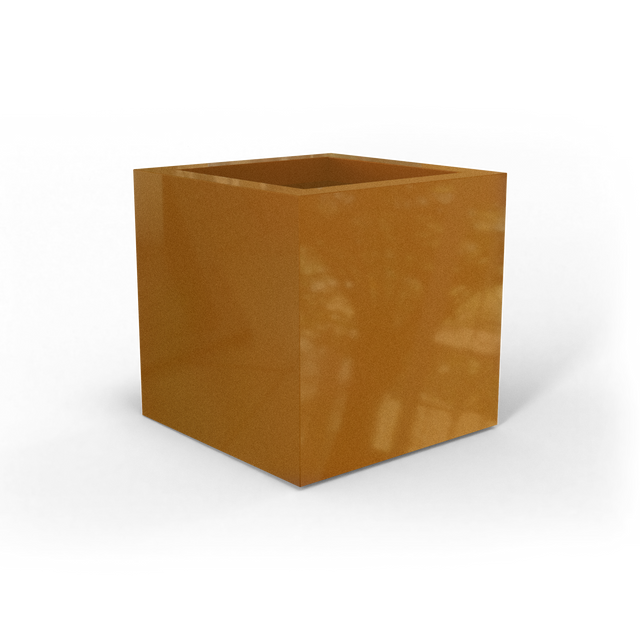 Montroy cube fiberglass planter in Metallic Bronze, studio render