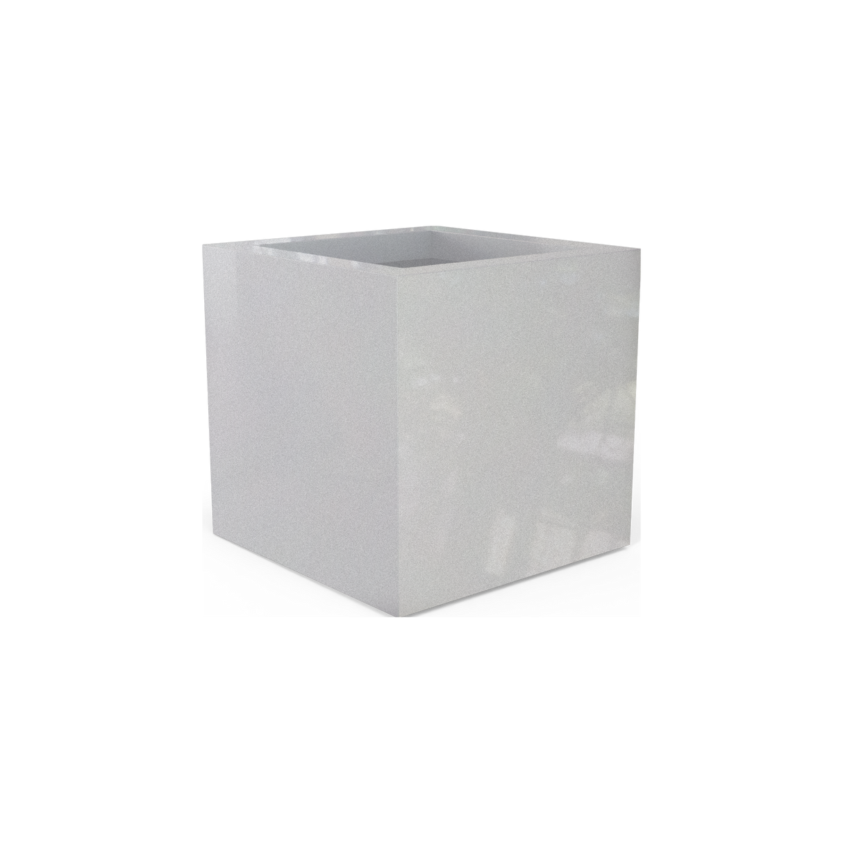 Montroy cube fiberglass planter in Metallic Silver