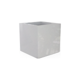 Montroy cube fiberglass planter in Metallic Silver