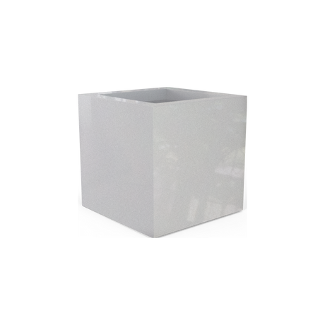 Montroy cube fiberglass planter in Metallic Silver