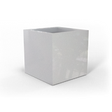 Montroy cube fiberglass planter in Metallic Silver, studio render