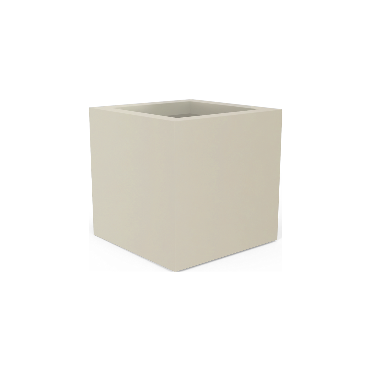 Montroy cube fiberglass planter in Satin Beige