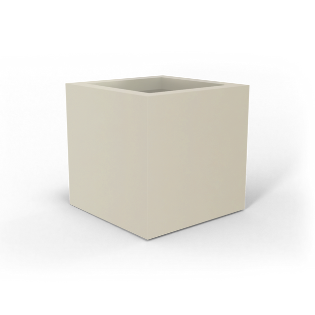 Montroy cube fiberglass planter in Satin Beige, studio render