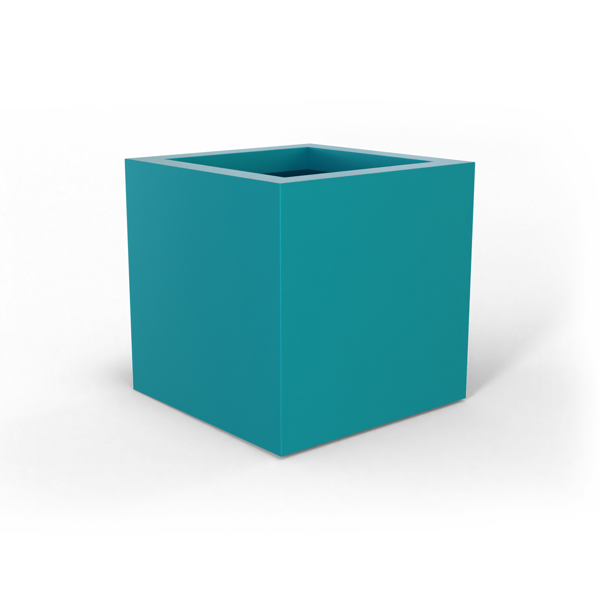 Montroy cube fiberglass planter in Satin Seafoam Green, studio render