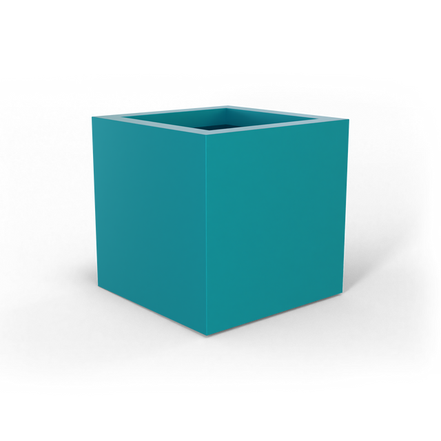 Montroy cube fiberglass planter in Satin Seafoam Green, studio render