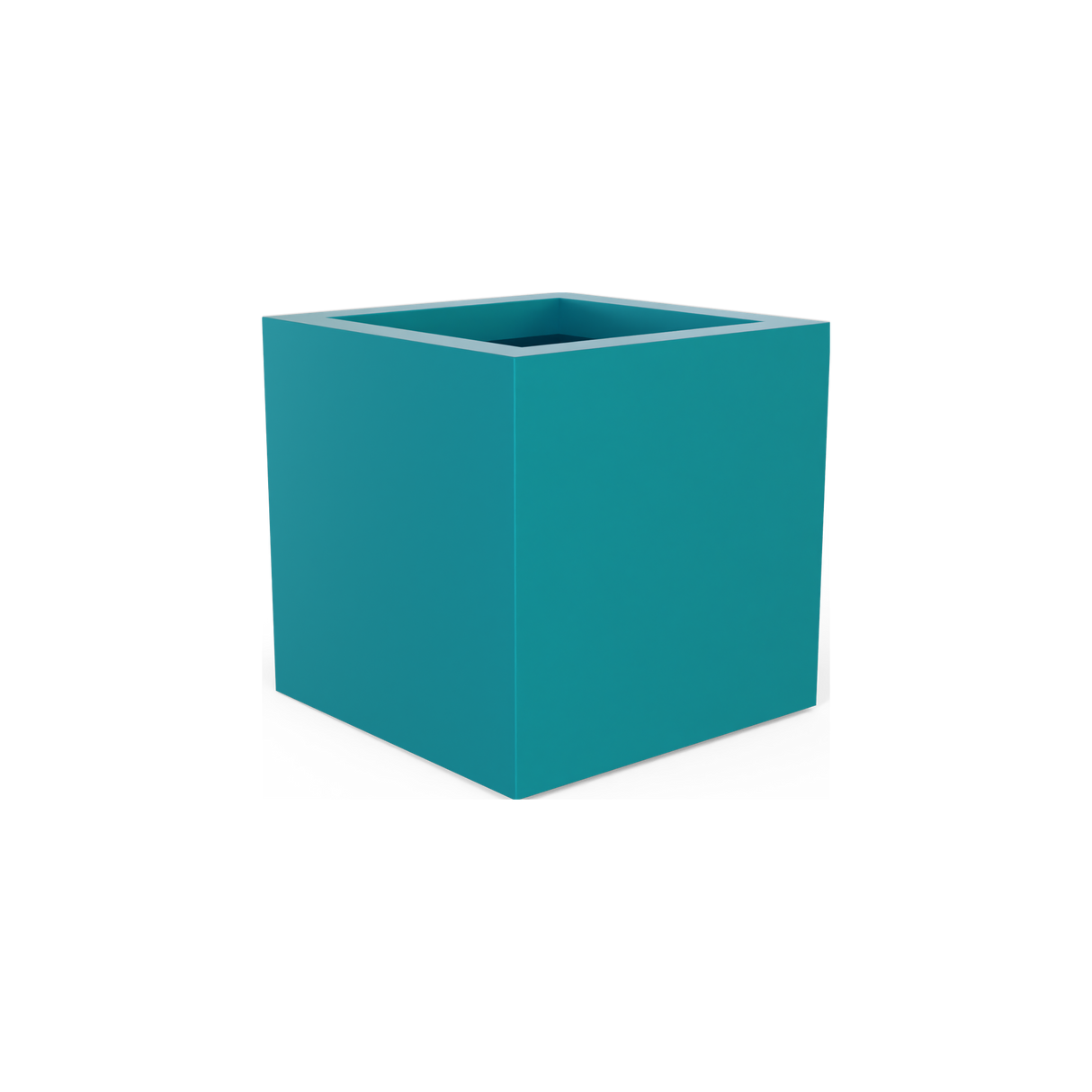 Montroy cube fiberglass planter in Satin Seafoam Green