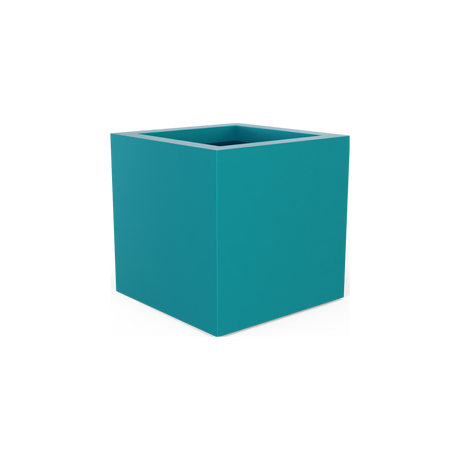 Montroy cube fiberglass planter in Satin Seafoam Green