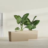 Panama tapered fiberglass planter in Gloss Metallic Gold, 36"L × 12"D × 18"H, shown empty
