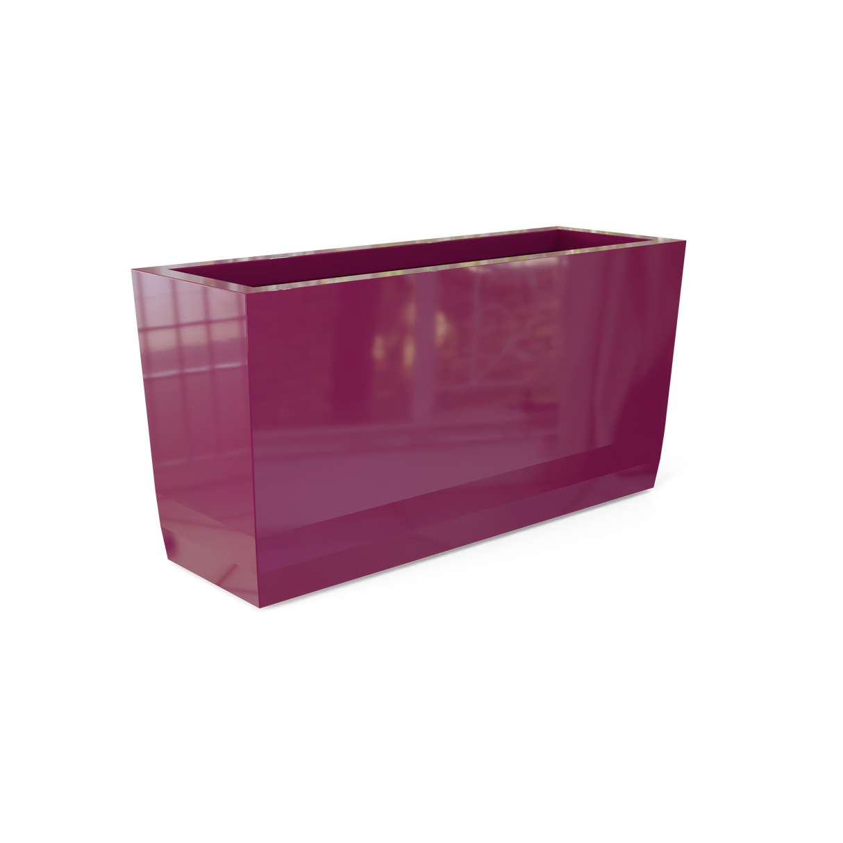 Panama tapered fiberglass planter in Gloss Eggplant, shown empty