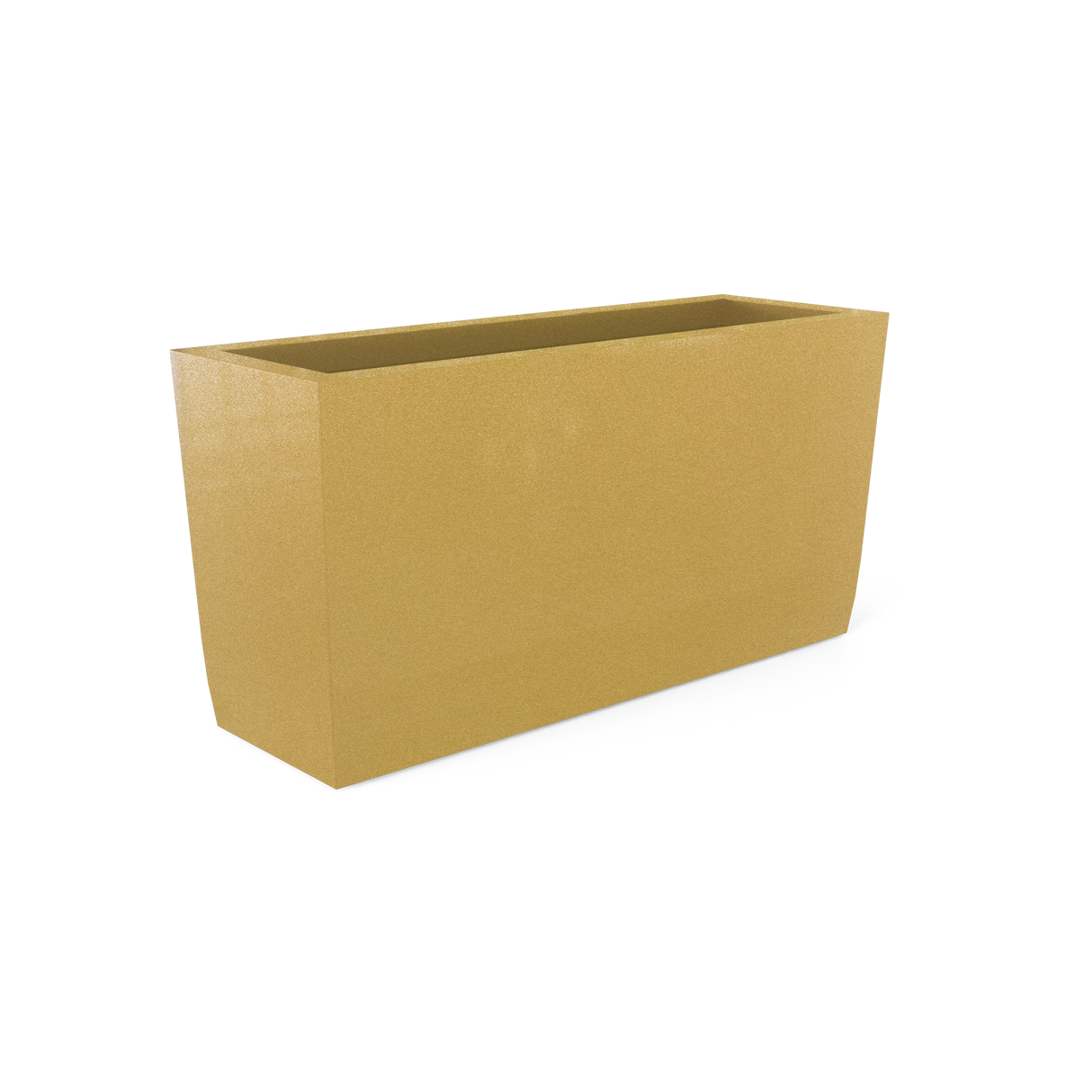 Panama tapered fiberglass planter in Gloss Metallic Gold, shown empty