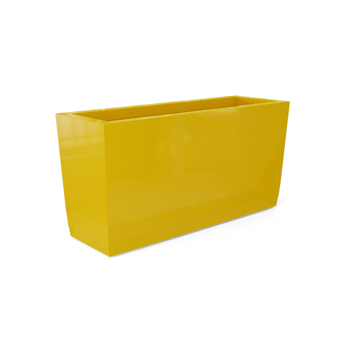Panama tapered fiberglass planter in Gloss Saffron, shown empty