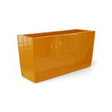 Panama tapered rectangular fiberglass planter in Gloss Tangerine, 36 × 12 × 18 in, studio render