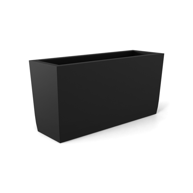 Panama tapered rectangular fiberglass planter in Matte Black, 36 × 12 × 18 in, studio render