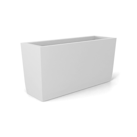 Panama tapered rectangular fiberglass planter in Matte Bright White, 36 × 12 × 18 in, studio render