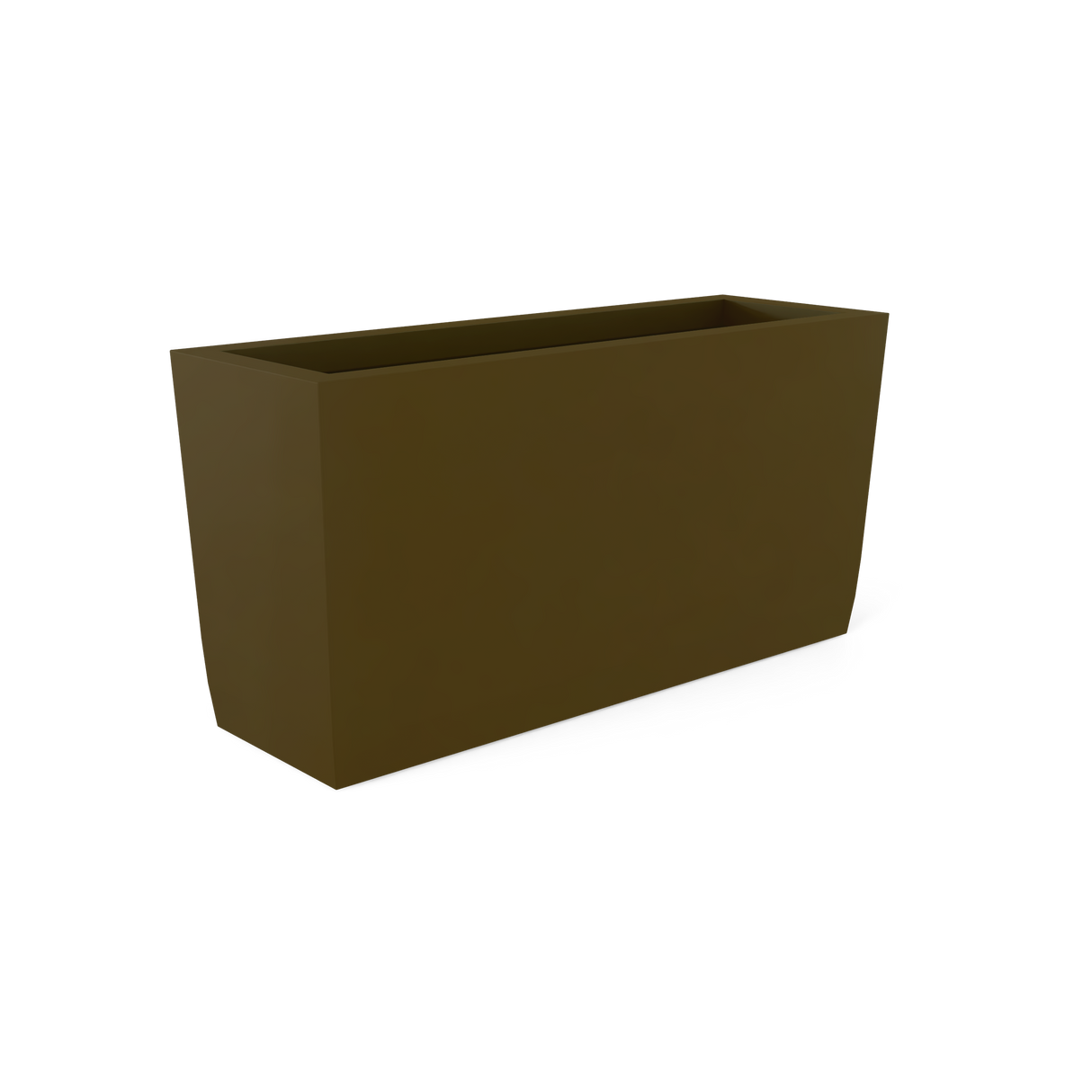 Panama tapered fiberglass planter in Matte Bronze, shown empty