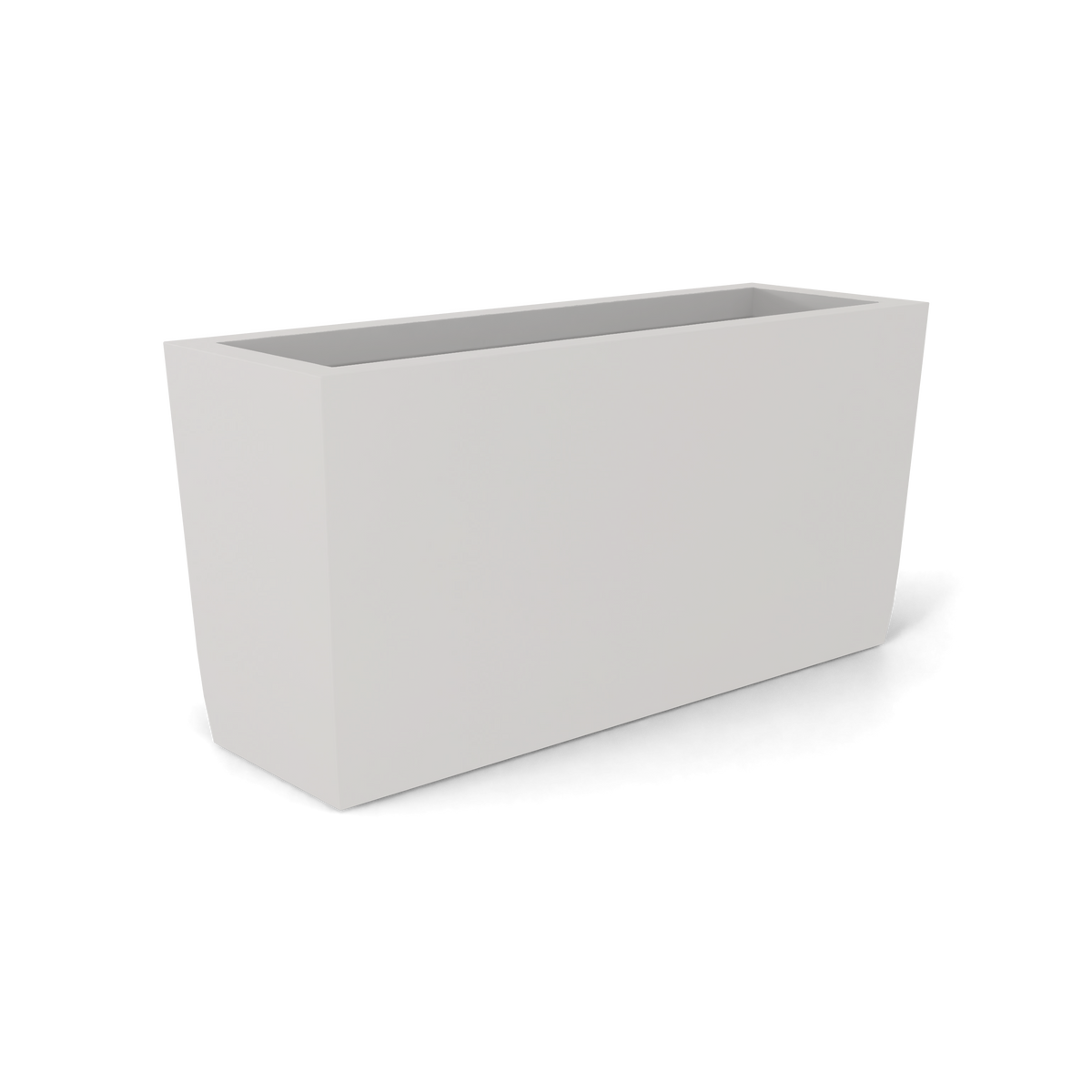 Panama tapered rectangular fiberglass planter in Matte Cement Grey, 36 × 12 × 18 in, studio render