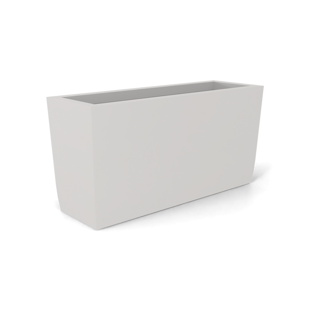 Panama tapered rectangular fiberglass planter in Matte Cement Grey, 36 × 12 × 18 in, studio render