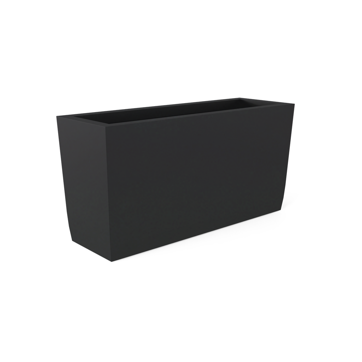 Panama tapered fiberglass planter in Matte Charcoal, shown empty