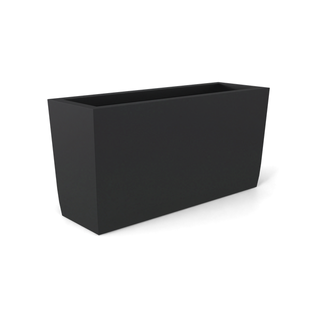 Panama tapered rectangular fiberglass planter in Matte Charcoal, 36 × 12 × 18 in, studio render
