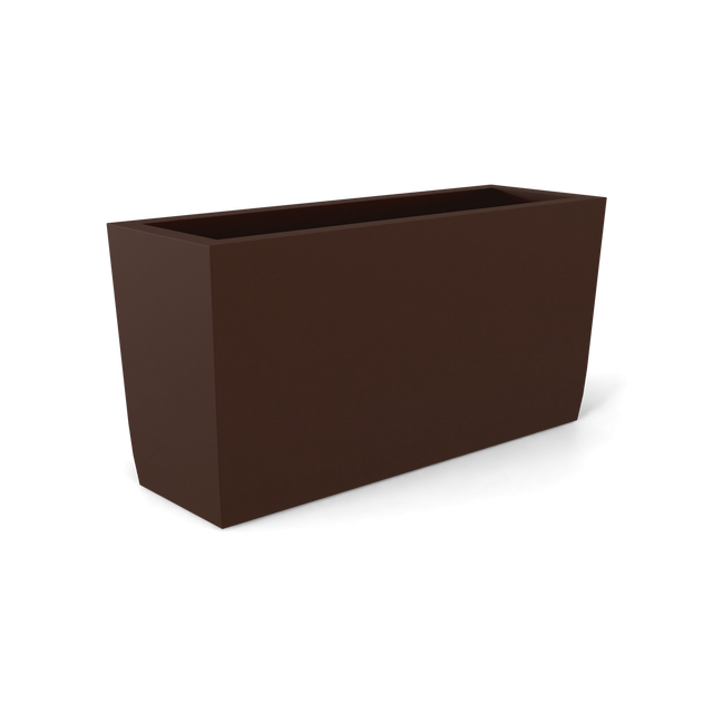 Panama tapered rectangular fiberglass planter in Matte Dark Brown, 36 × 12 × 18 in, studio render