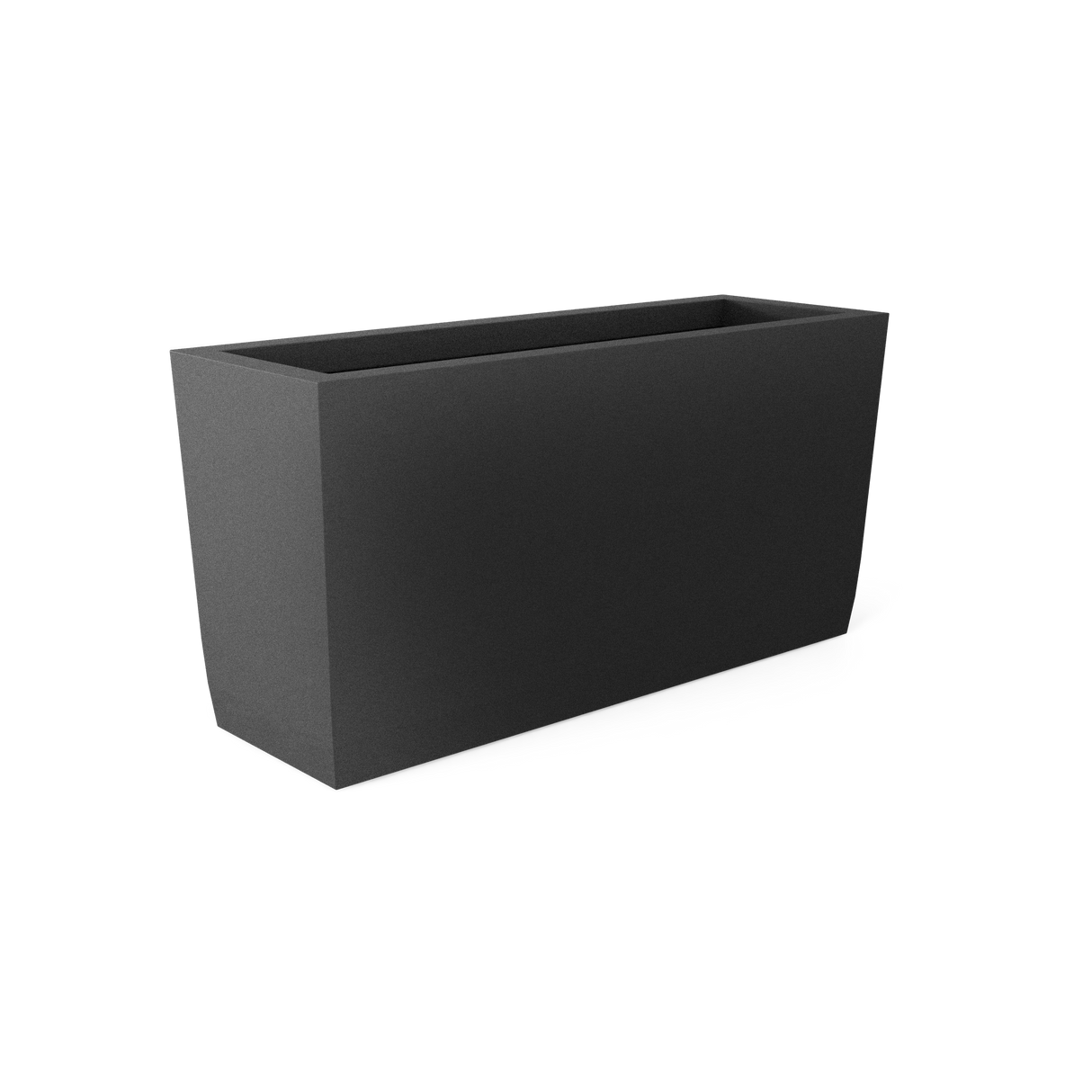 Panama tapered fiberglass planter in Matte Gunmetal, shown empty