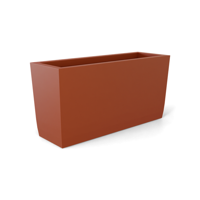 Panama tapered rectangular fiberglass planter in Matte Terra Cotta, 36 × 12 × 18 in, studio render