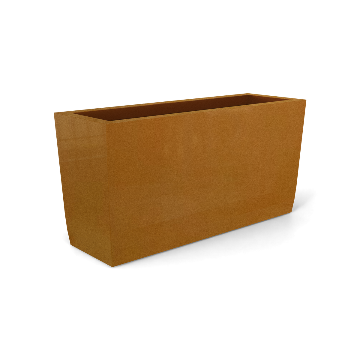 Panama tapered rectangular fiberglass planter in Metallic Bronze, 36 × 12 × 18 in, studio render