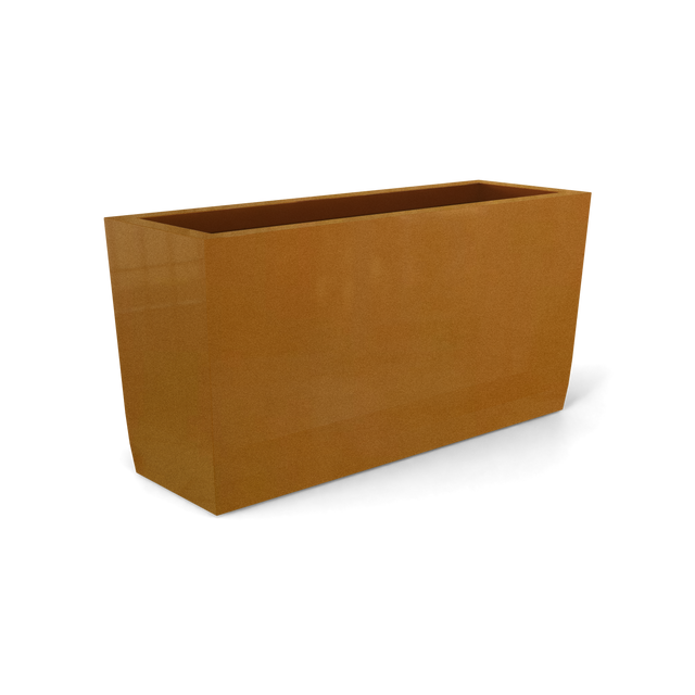 Panama tapered rectangular fiberglass planter in Metallic Bronze, 36 × 12 × 18 in, studio render