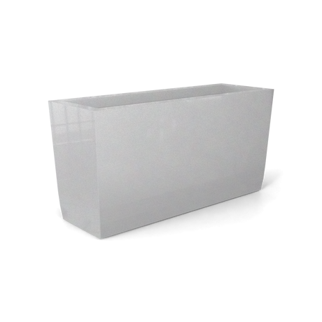Panama tapered rectangular fiberglass planter in Metallic Silver, 36 × 12 × 18 in, studio render