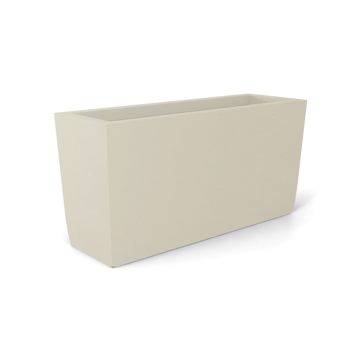 Panama tapered rectangular fiberglass planter in Satin Beige, 36 × 12 × 18 in, studio render