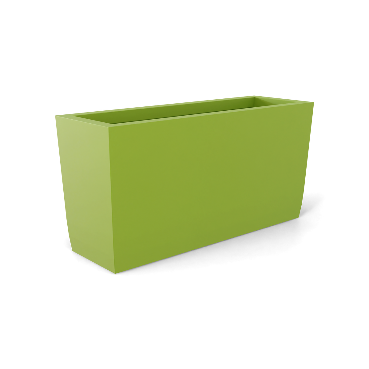 Panama tapered rectangular fiberglass planter in Satin Green, 36 × 12 × 18 in, studio render