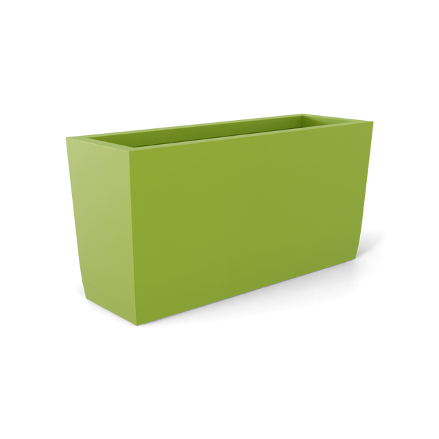 Panama tapered rectangular fiberglass planter in Satin Green, 36 × 12 × 18 in, studio render