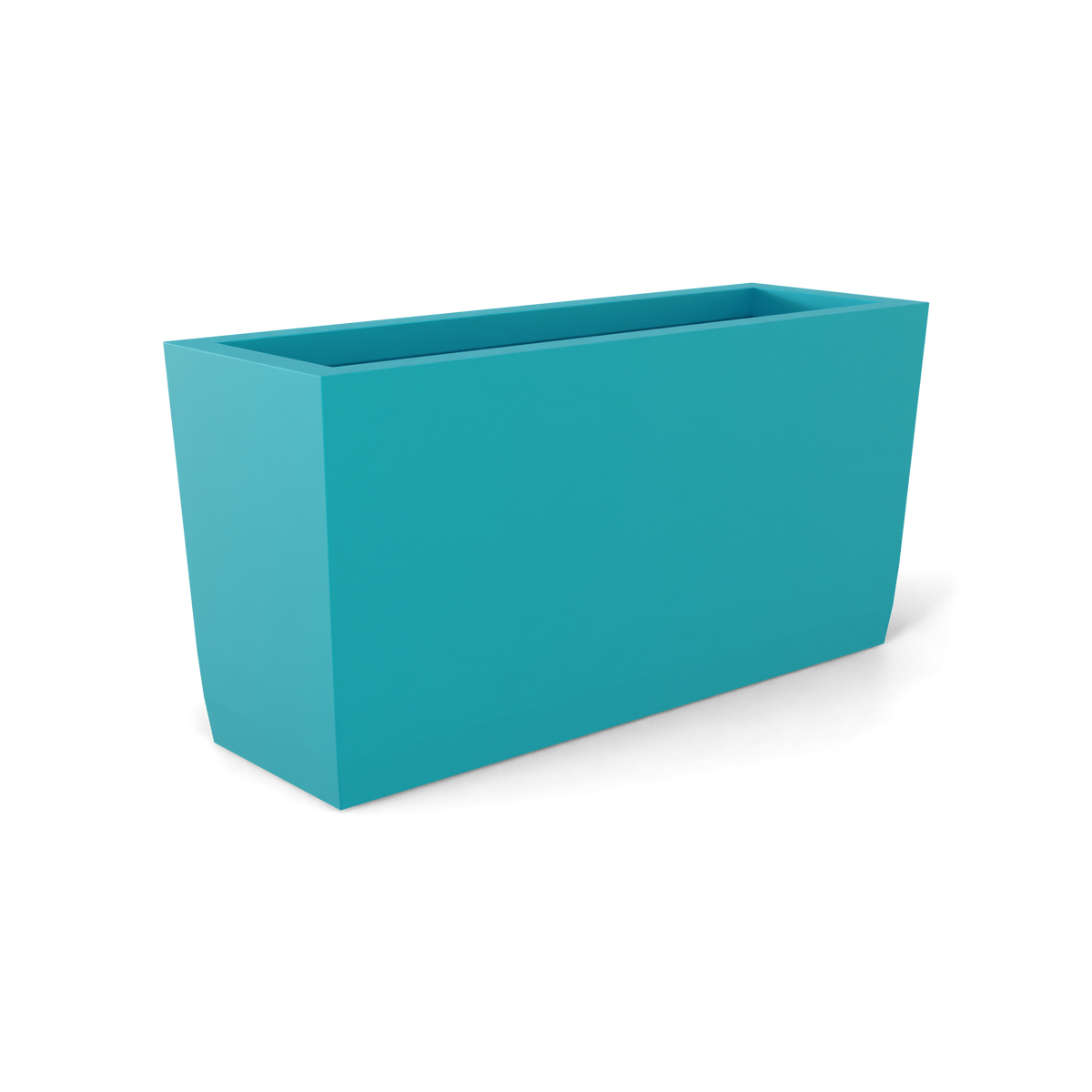 Panama tapered rectangular fiberglass planter in Satin Seafoam Green, 36 × 12 × 18 in, studio render