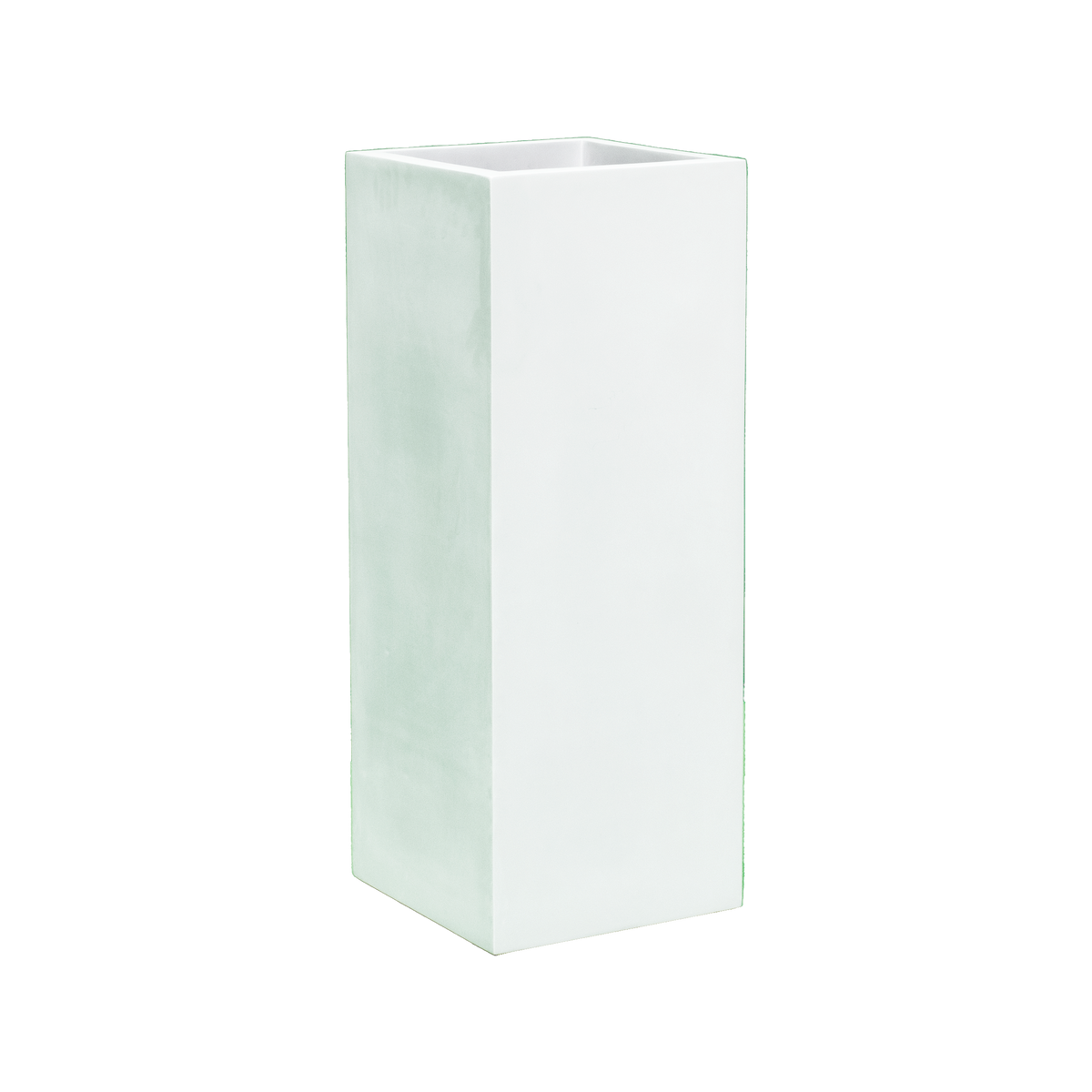 Perth corner fiberglass planter in Gloss Bright White, 16 × 16 × 42 in, studio render