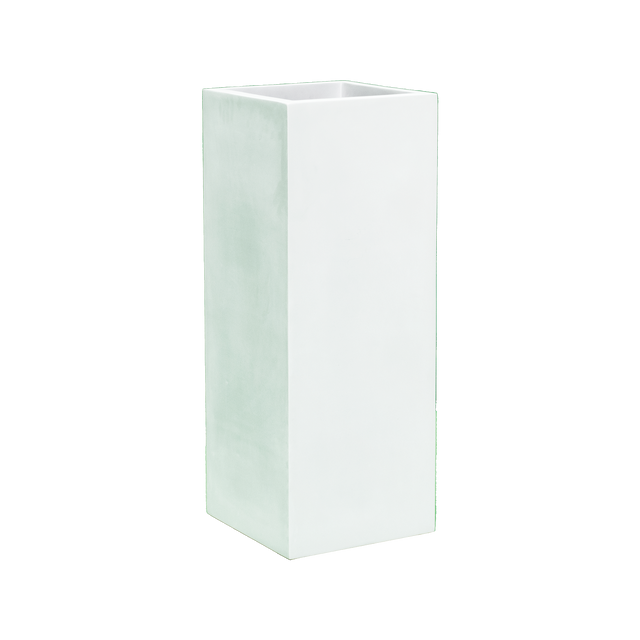 Perth corner fiberglass planter in Gloss Bright White, 16 × 16 × 42 in, studio render