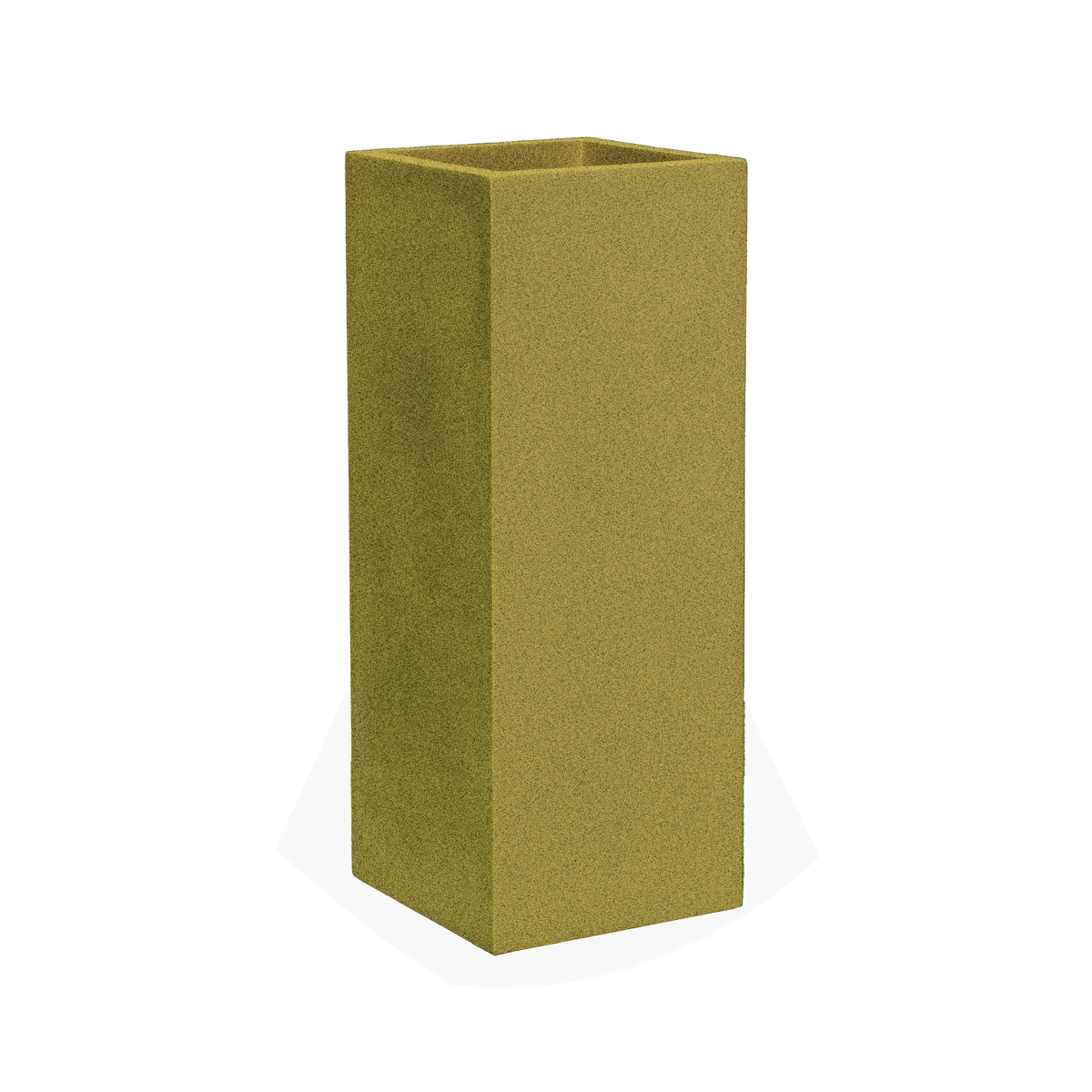 Perth corner fiberglass planter in Gloss Metallic Gold, 16 × 16 × 42 in, studio render