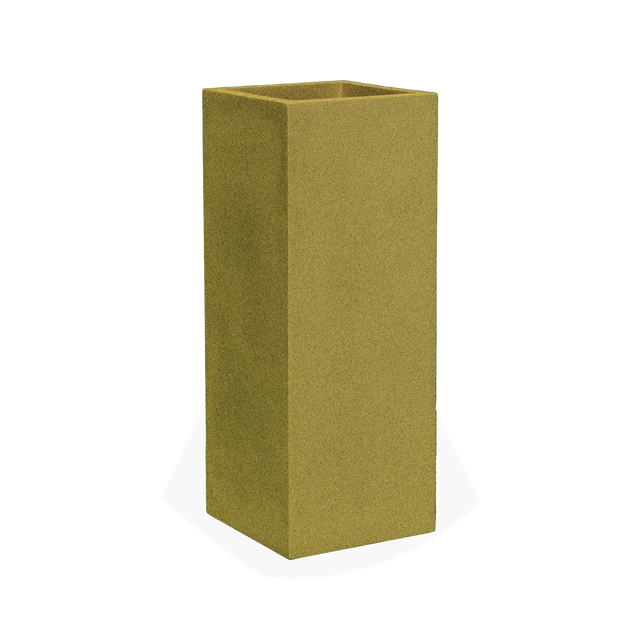 Perth corner fiberglass planter in Gloss Metallic Gold, 16 × 16 × 42 in, studio render