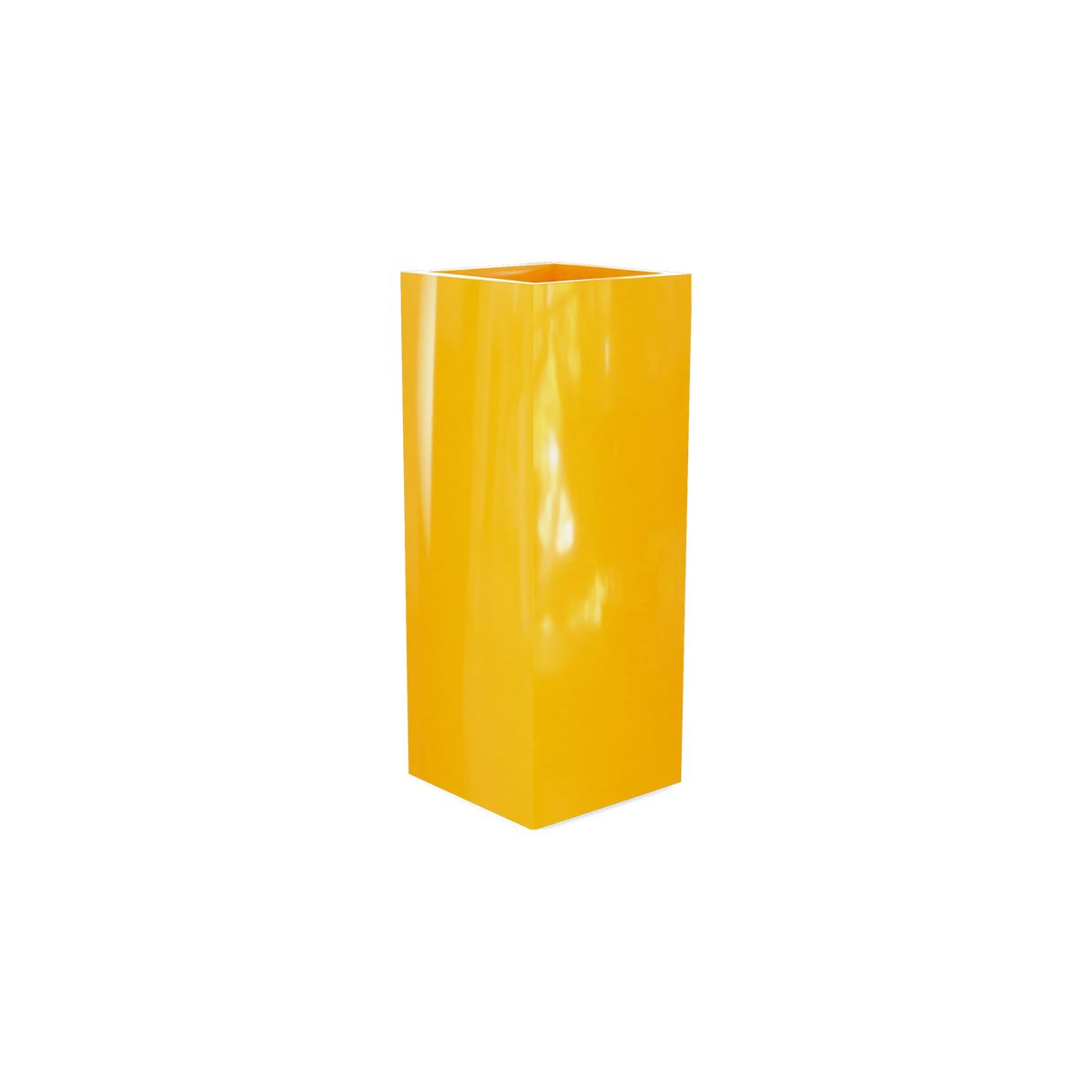 Perth corner fiberglass planter in Gloss Saffron