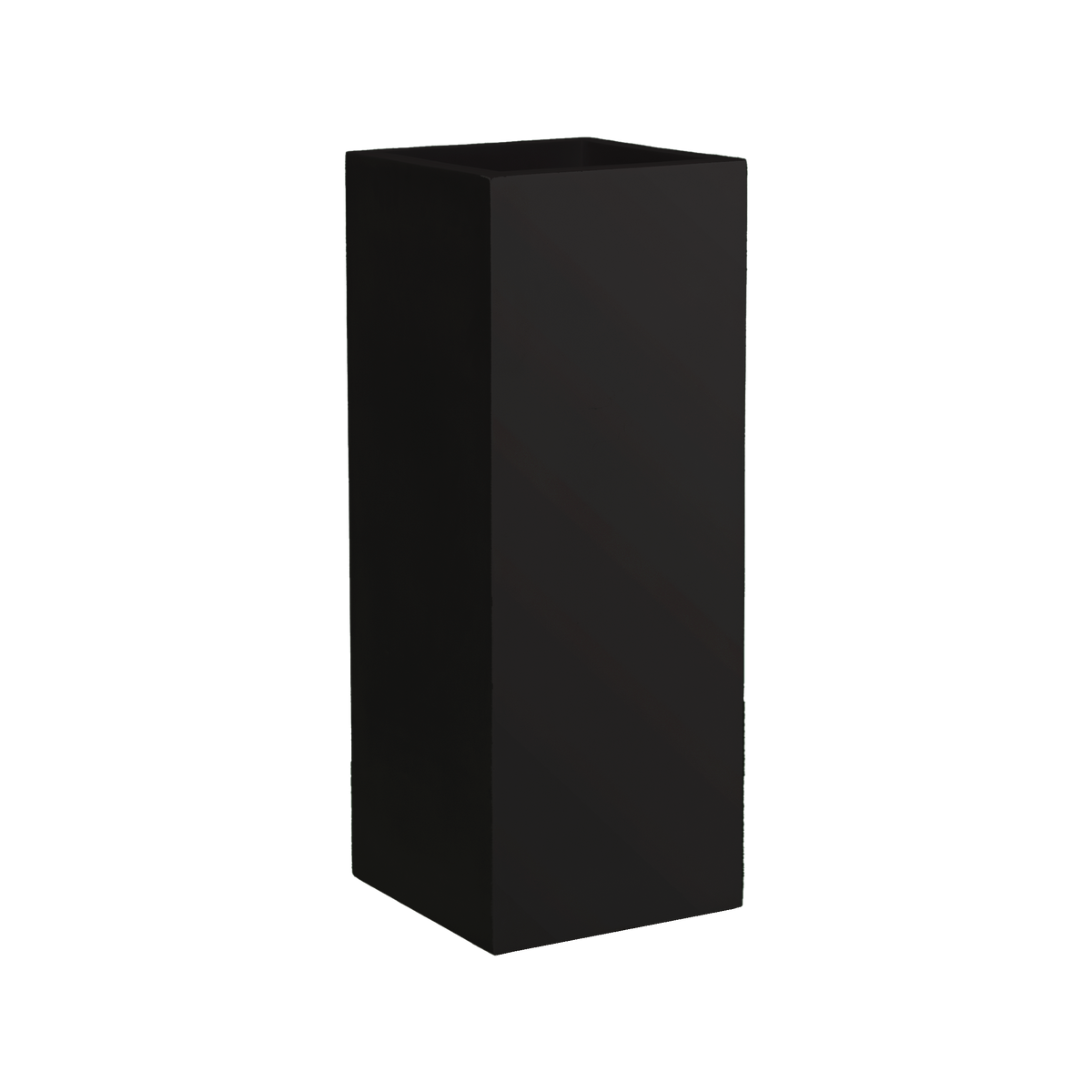 Perth corner fiberglass planter in Matte Black, 16 × 16 × 42 in, studio render